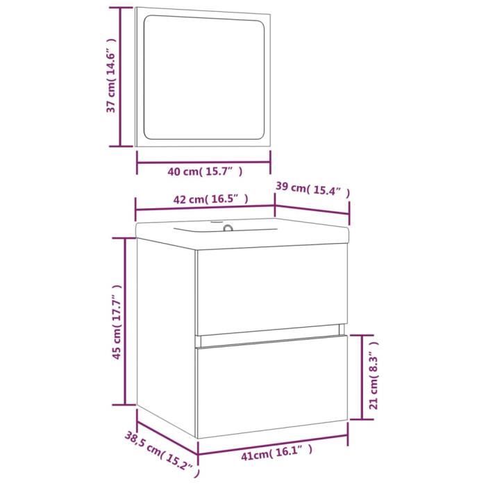3114173 vidaXL Bathroom Vanity Unit with Basin and Mirror Sonoma Oak