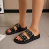 Shoes for Women 2024 Hot Sale Plus Size Women's Sandals Fashion Belt Buckle Casual Slippers Women New Round Toe Flat Slippers