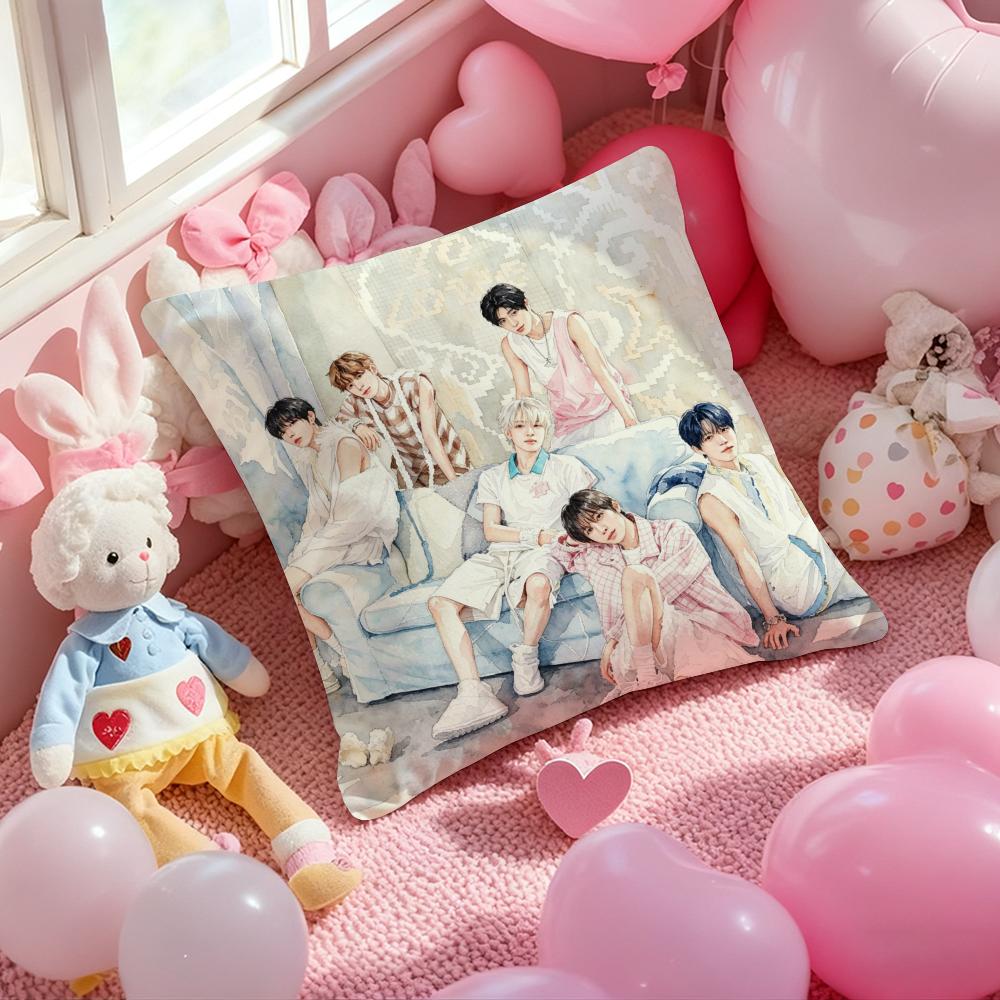 Kpop NNNNCT WISHSS Cushion Cover Pattern Printed Pillowcase for Living Room Sofa Cushion Cover Bedroom Decor