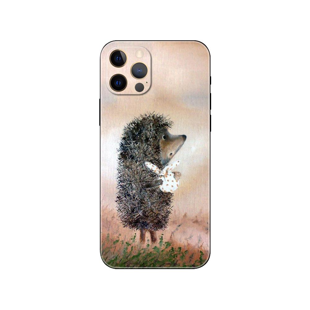 Hedgehog In the Fog Phone Case for Iphone 5 5s 2020se 6 6s 7 8 Plus X 10 XR XS 11 12 13 Mini Pro MAX Black Tpu Back Cover