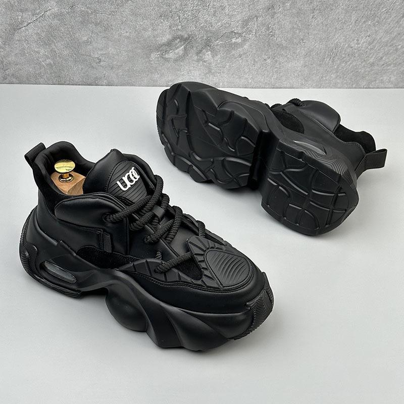 Мужские кроссовки-папы 2025 года с нескользящей толстой подошвой: Повседневная, износостойкая, универсальная белая обувь в минималистичном стиле