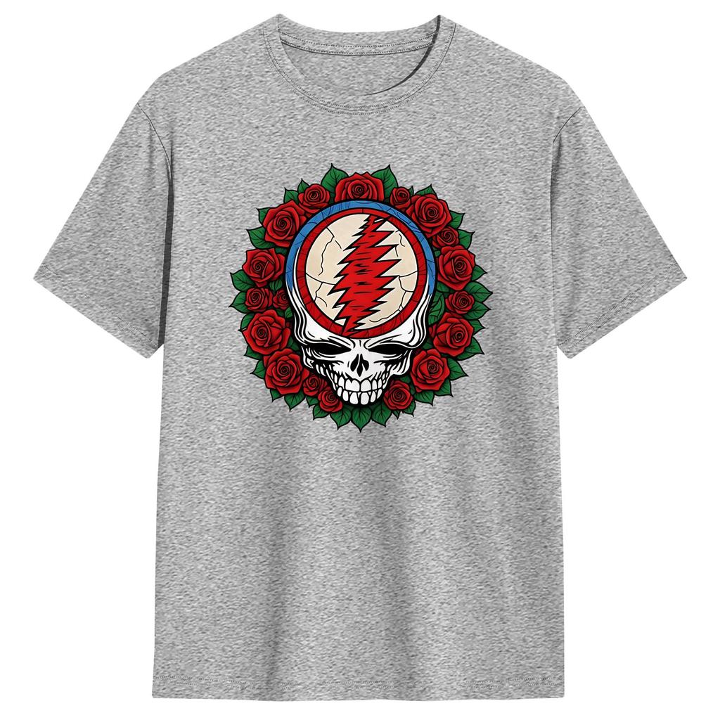 Gratefuls Deads Earthquake Stealie and Roses T Shirt Beach  Vintage TShirts 100 Cotton Hip Hop Tshirt For Unisex Pattern Tops