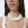 Luxury Elegant Imitation Pearl Necklace Double Layered Beaded Clavicle Chain  Wedding Jewelry