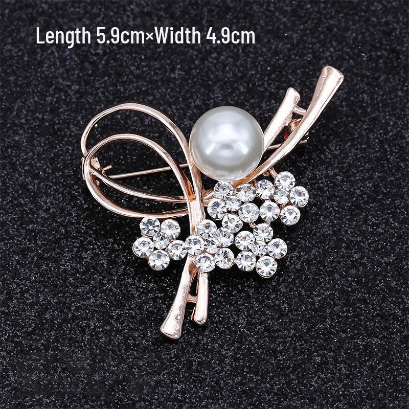 Модная брошь с бантом: Металлические украшения с жемчугом и стразами в виде цветка