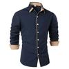 Мужская рубашка в стиле business casual с отложным воротником и пуговицами