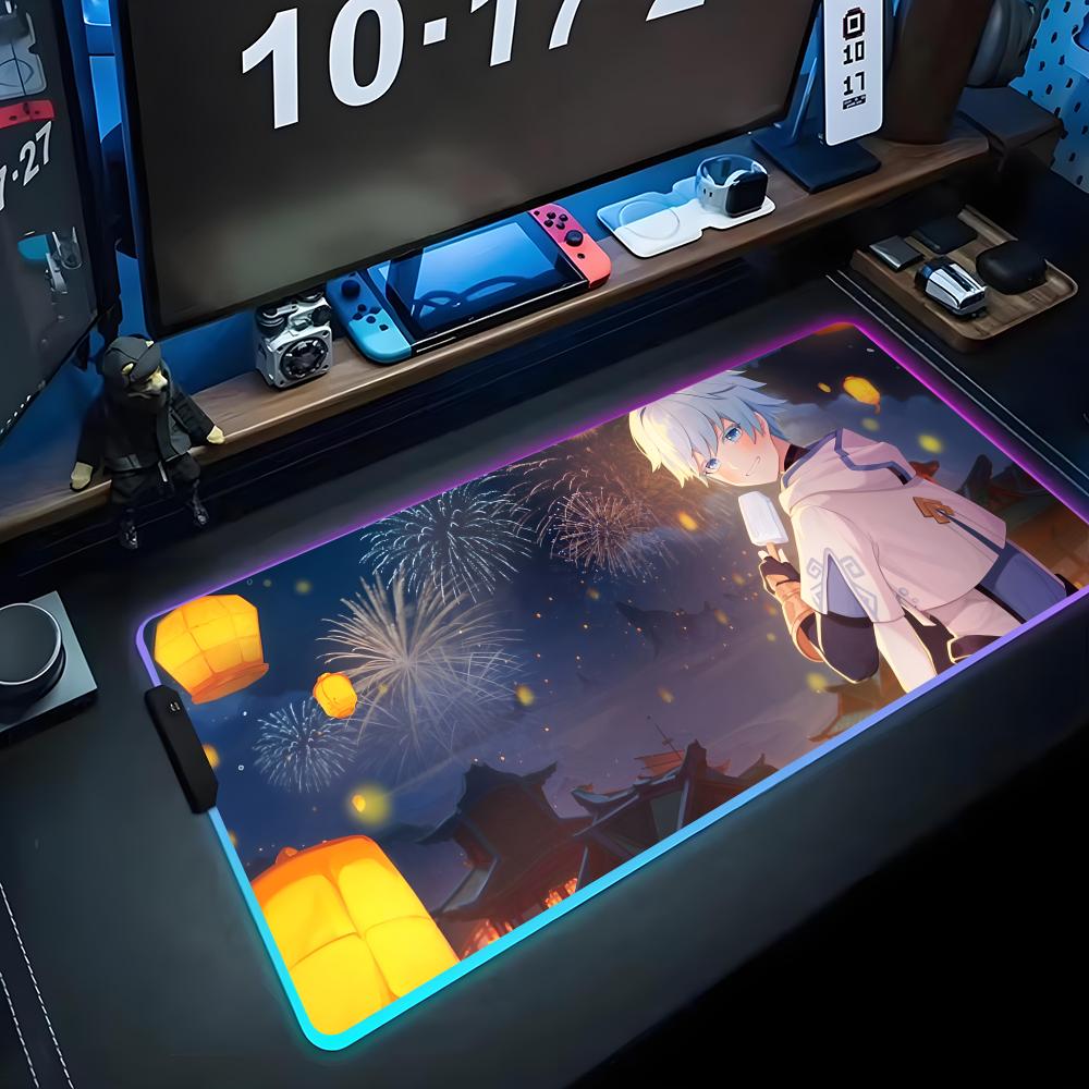 Chongyun Коврик для мыши RGB Игровой коврик для мыши Большой светодиодный коврик Настольный коврик для ПК Светящийся коврик для мыши Большие коврики для клавиатуры Настольный коврик с подсветкой