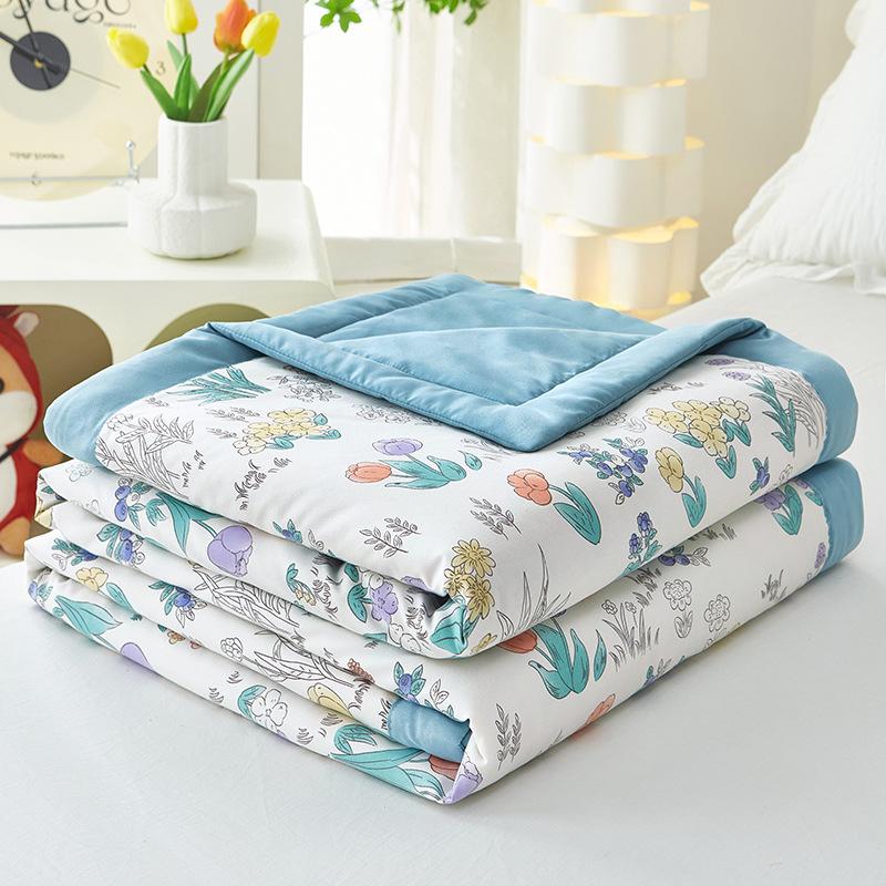 Summer Cool Thin Quilt Machine Washable Soft Skin Friendly Blanket for Adult Bed Comforter Air Conditioning Four-season Quilt