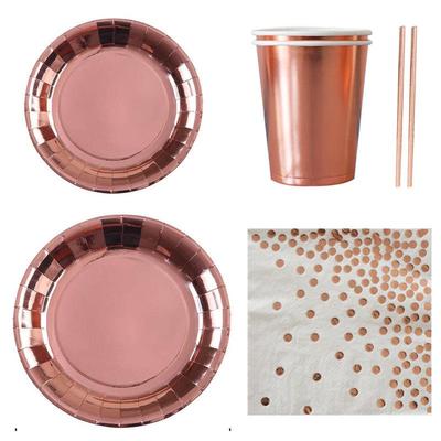 Одноразовый набор столовых приборов и посуды Rose Gold для вечеринок