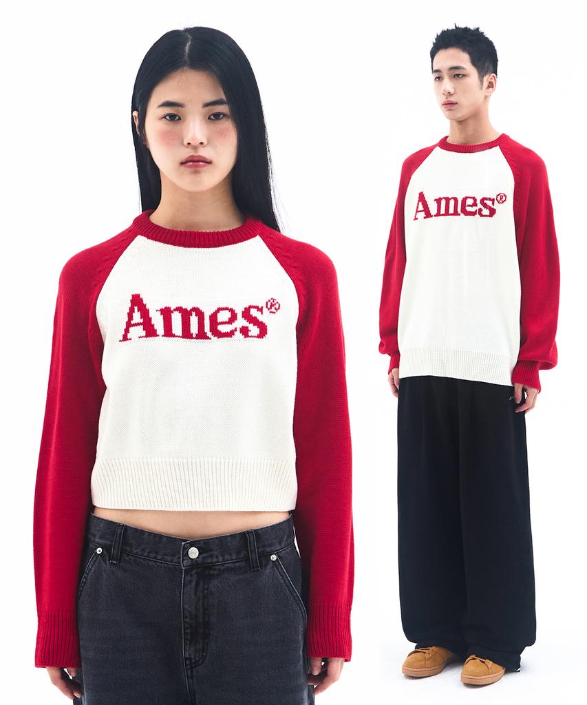 AMES-WORLDWIDE Базовый реглан-свитер вязаный Красный