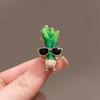 Fun Funny Glasses Green Onion Brooch Female Cartoon Cute Design Corsage Creative Vegetable Pin Suit Accessories