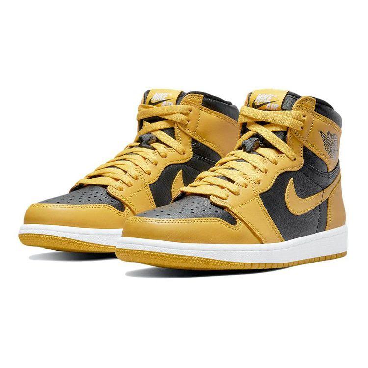 Детские кроссовки Air Jordan 1 Retro High OG GS Pollen Желтый Черный Белый 575441-701