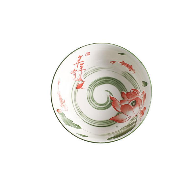 Large Ceramic Soup Bowl Pickled Cabbage Fish Chinese Household Large Bowl Three-dimensional Thickened Bowl Vegetable Bowl Fruit Bowl