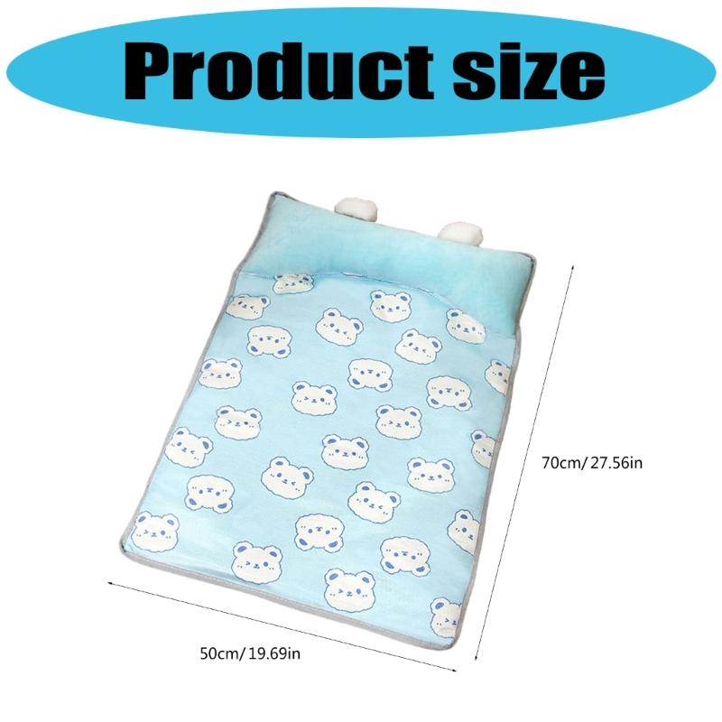 Lovely Pattern Pet Cooling Mat For Small Dog Cats Soft Ice Silk Fabric Bedding Machine Washable Nonslip Design Pet Bed