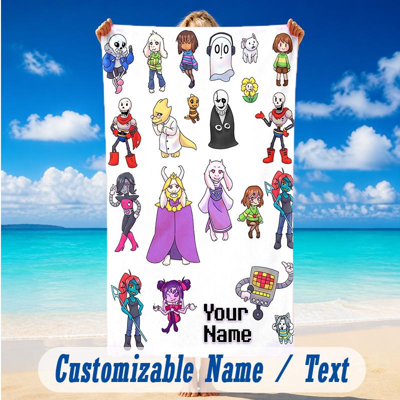 Beach Towel Custom Name Text, Quick Dry Large Towel For Beach HomeUndertale