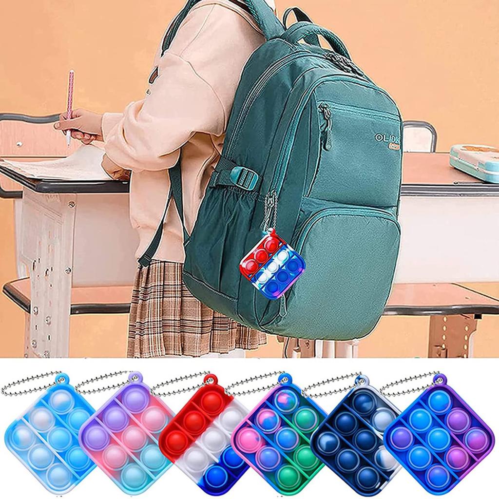 Squishy Toy Key Chain Push Pop Fidget Toy Push Pop Pop Bubble Sensation Decompression Goods Stress Relief Intelligence Development Washable Children