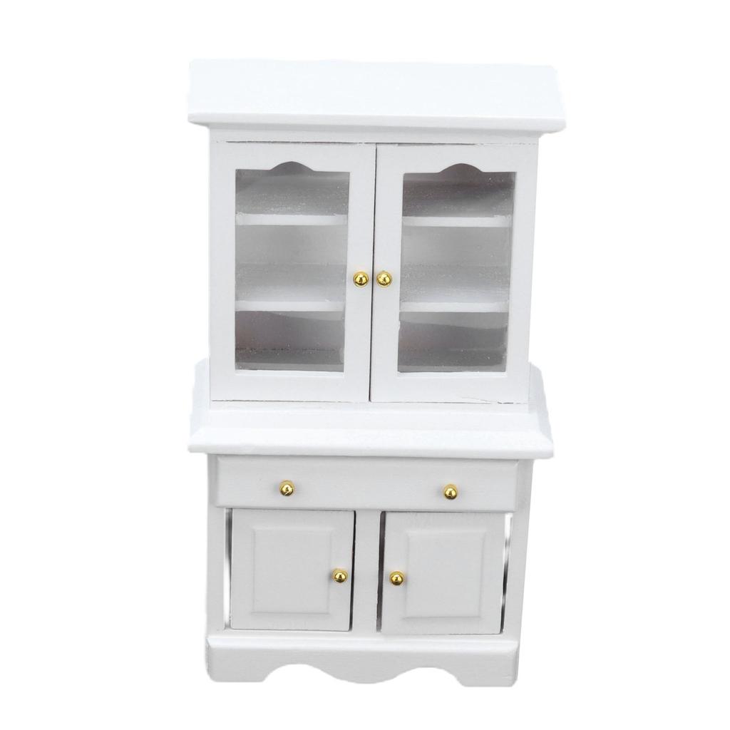 1:12 Dollhouse Cabinet Wooden Miniature Cupboard Furniture Decoration Accessories White