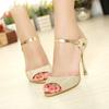 Женские босоножки, модные, красивые, на высоком каблуке, босоножки, серебристо-золотистые, на тонком каблуке, женские летние туфли, размер плюс 41