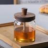 Glass Honey Jar 400ml Transparent Sealed Tank with Wooden Lid Dip