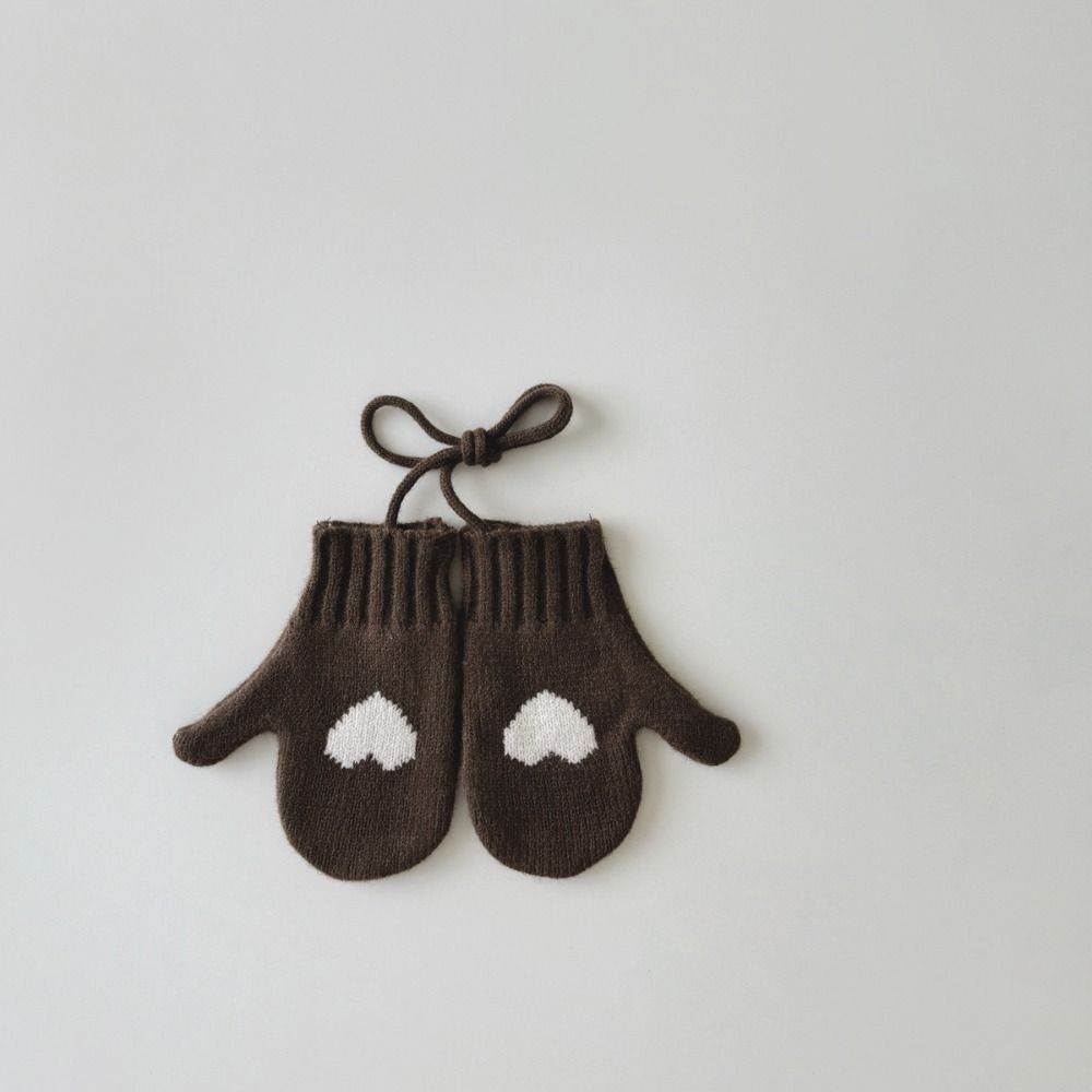 Coldproof Children Mittens Love Heart Hanging Neck Gloves New Knit Gloves  for Children