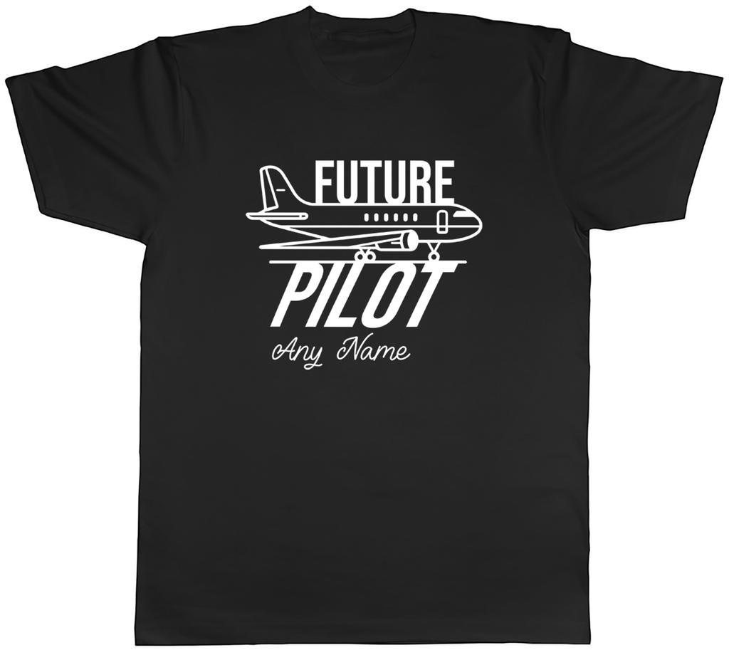 Personalised Future Pilot Any Name Airplane Unisexs TShirt Tee Gift Top