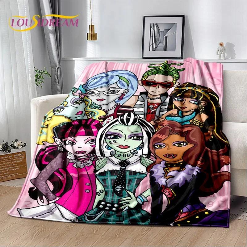 Мягкие одеяла с героями мультфильмов Monster High Draculaura Vampire, сохраняющие тепло, удобные для пикника, кровати, дивана, дома, спальни, детей