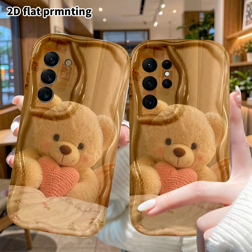 Phone Case: 2D Flat Samsung Galaxy A34 A35 S20 S22 S21 FE Plus Ultra Protective Case, Plush Teddy Bear, Christmas Halloween Holiday Gift