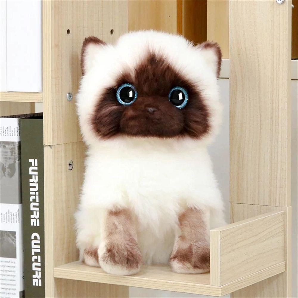 Simulation Cat Brown and White Siamese Cat Ragdoll Cats Cat Plush Toy Stuffed Animals Stuffed Toys