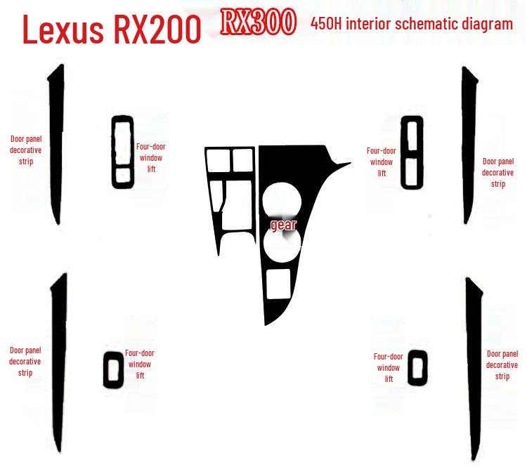 Наклейка на рычаг переключения передач из углеродного волокна для Lexus RX для RX200, RX300, RX450H. Улучшение интерьера.