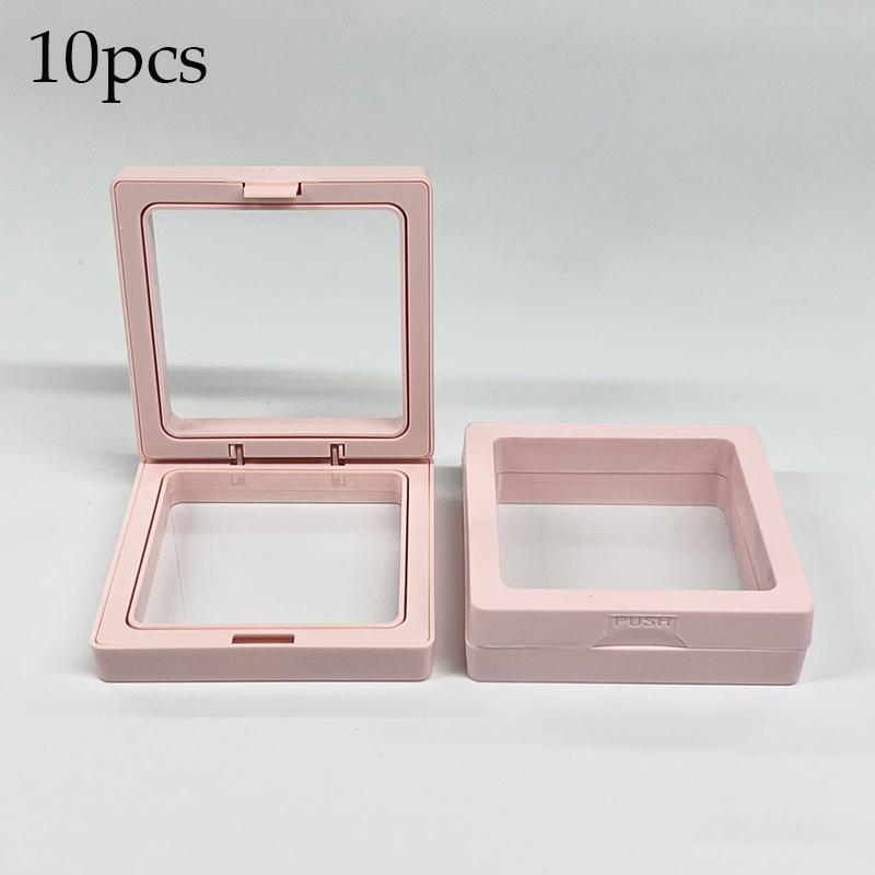 10pcs Plastic Dust-proof Jewelry Packaging Transparent Suspended Storage Boxes Storing Jewelry 3D Suspended Display Boxess