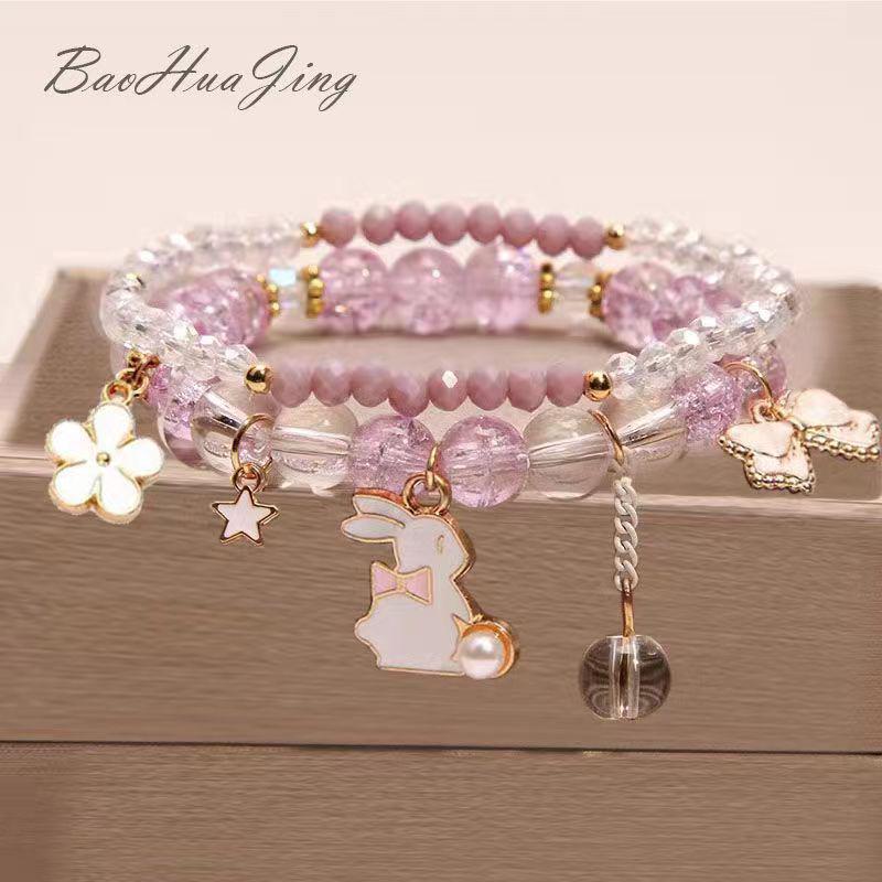 Children's Cartoon Crystal Beaded Bracelet - Cute Layered Jewelry for Girls & Best Friends