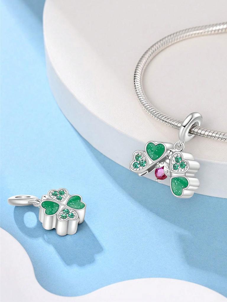 copper Plated Authentic Charm Bead Charms Lucky Fourleaf Shamrock Bead Charms Compatible With Bracelets Womens Jewellery Gift