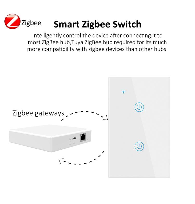 Langyeao Smart Light Switch 220V ZigBee US 1/2/3/4 Gang Tempered Glass Panel Wall Touch Light Switch Price