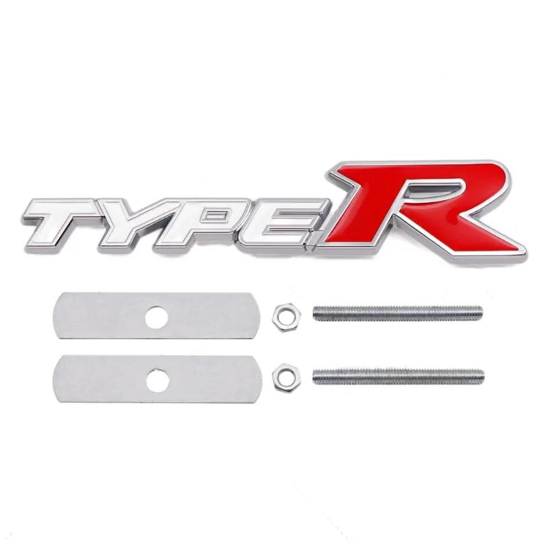 QLN2 3D Metal Type S Type R Car Front Grill Rear Trunk Emblem Badge Sticker Decal For Honda Civic Typer TypeS CRV HRV Accord Fit