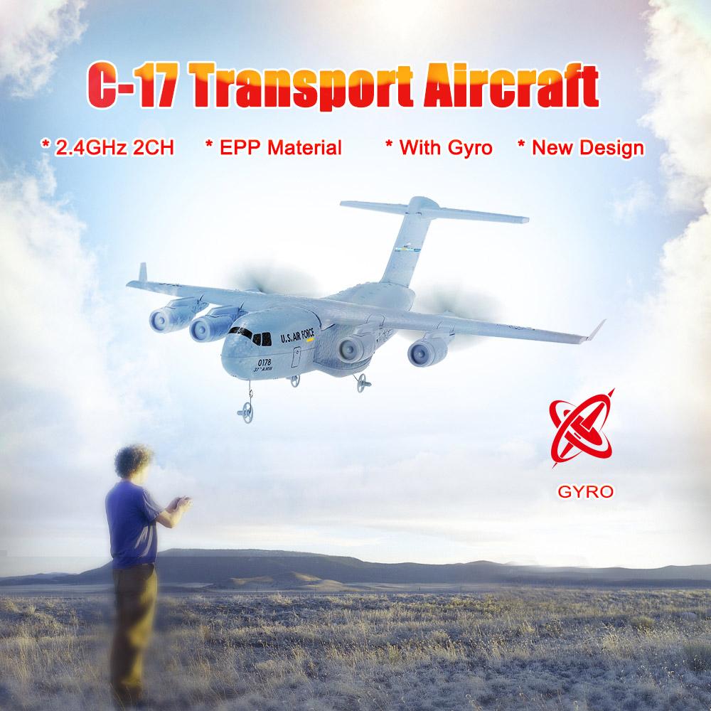 C-17 RC самолет 373 мм размах крыльев 2.4GHz 2CH транспортный самолет EPP с гироскопом RTF RC с фиксированным крылом