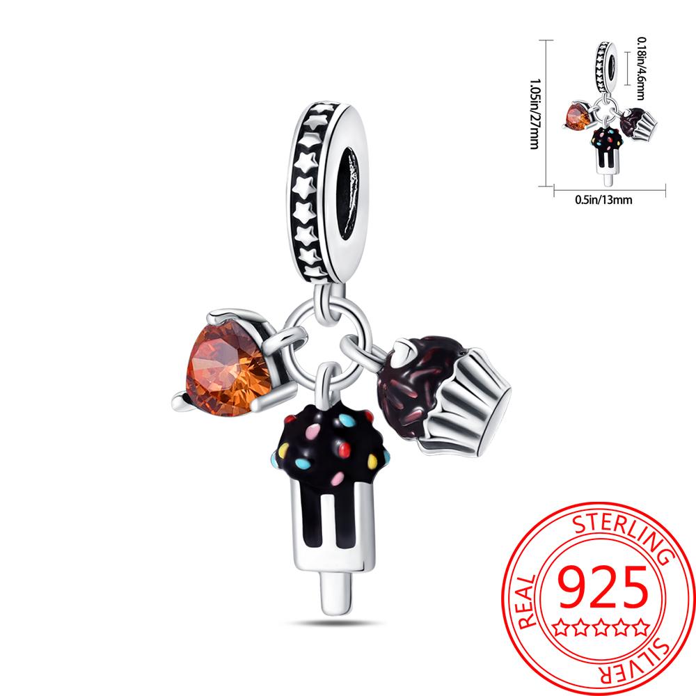 Delicious Food Copper Doughnut Cake Dessert Fruit Fine Wine Bead Pendant Fit Bracelet Necklac Boutique Jewelry Gift