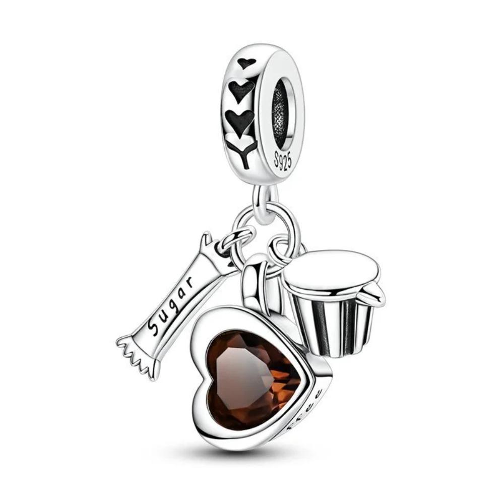 925 Sterling Silver Coffee Cup Charms for DIY Jewelry Making Women Bracelet Necklace Pendant Fine Jewelry Gift