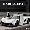 Масштаб 1:32 KNSG Jesko Модель автомобиля Игрушка Металлический корпус Резиновые шины Литые модели Суперкаров Двери открываются Звук Свет Детские игрушки Подарки