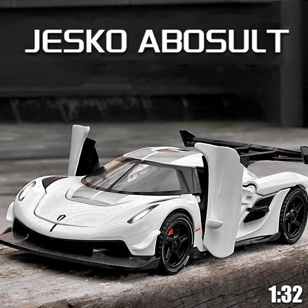 Масштаб 1:32 KNSG Jesko Модель автомобиля Игрушка Металлический корпус Резиновые шины Литые модели Суперкаров Двери открываются Звук Свет Детские игрушки Подарки