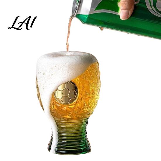 Tall Football Mug Soccer Trophy Beer Glass 400ml Capacity Mug Clear Glass