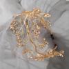 Золотая сказочная повязка на голову с листьями, цветами и жемчугом - Элегантная европейская корона для свадеб для девочек