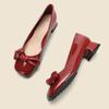 2025 New Shoes for Women Low Heel Elegant Ladies Summer Footwear Leather Casual Square Toe with Bow Shoes