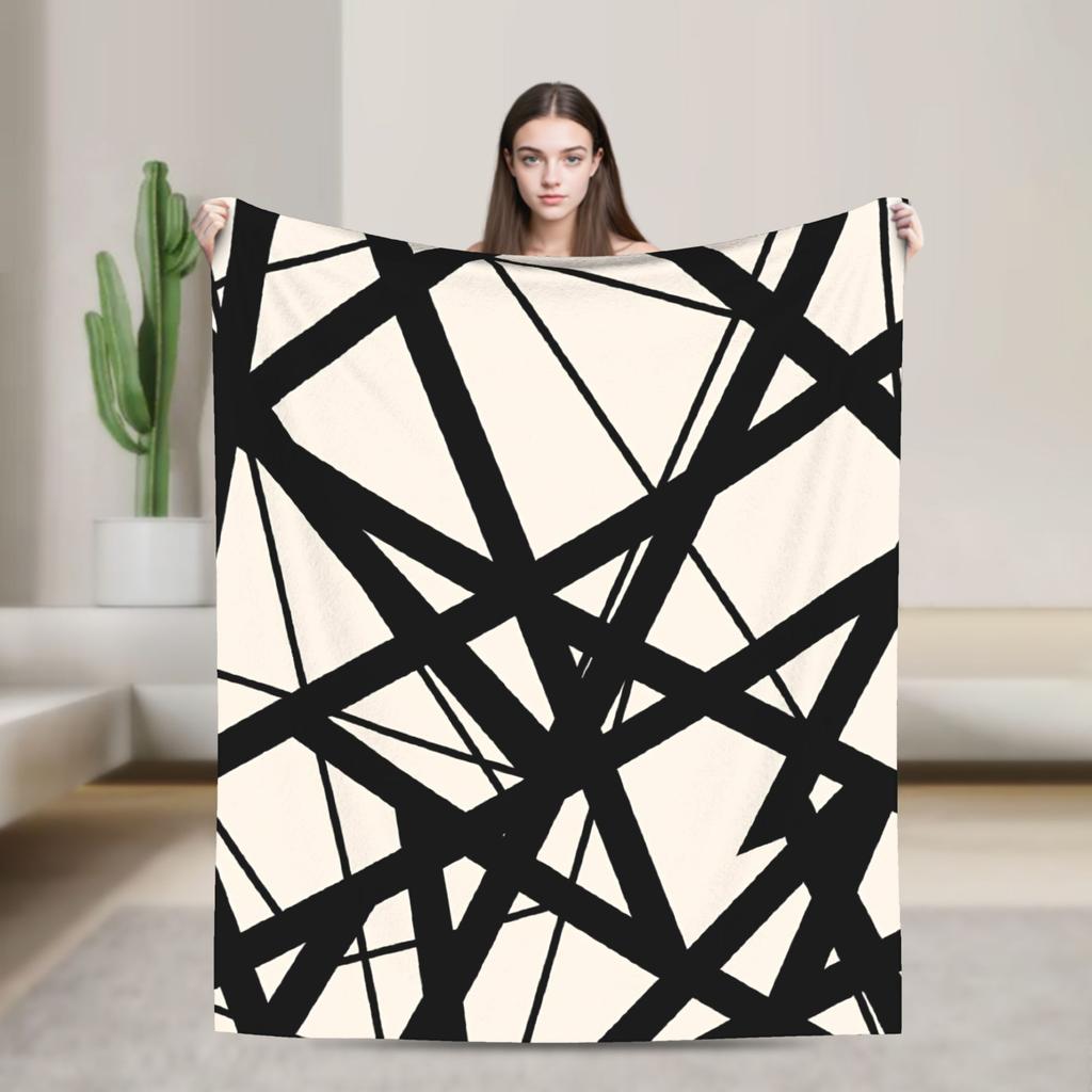 Van Halen Abstract Red With Black And White Lines Super Soft Blanket  Novelty Travel Throw Blanket Couch Chair Flannel Bedspread