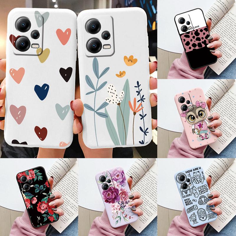 Чехол Funda Для Poco X5 PocoX5 Pro 5G Чехол Цветы Сердце Мультфильм Оболочка Мягкий Силикон Couqe Для Xiaomi Poco X 5 X5Pro