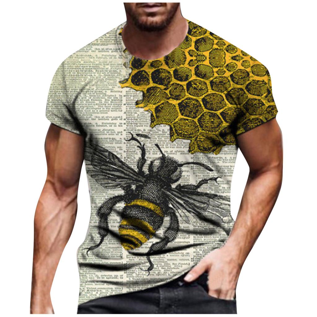 Men'S T-Shirt Short Sleeve Printed Summer Round Neck Top Trend Casual Sweatshirt