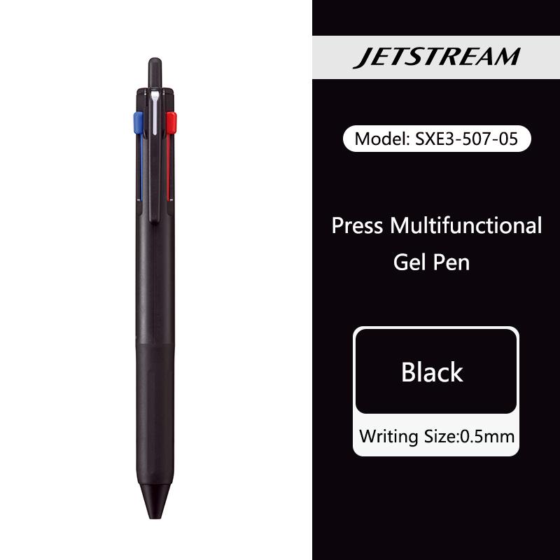 Многофункциональная шариковая ручка uni JETSTREAM 3 в 1, цвета 0,5 мм Черный/Красный/Синий Стержни multifunción Выдвижная Для Записей