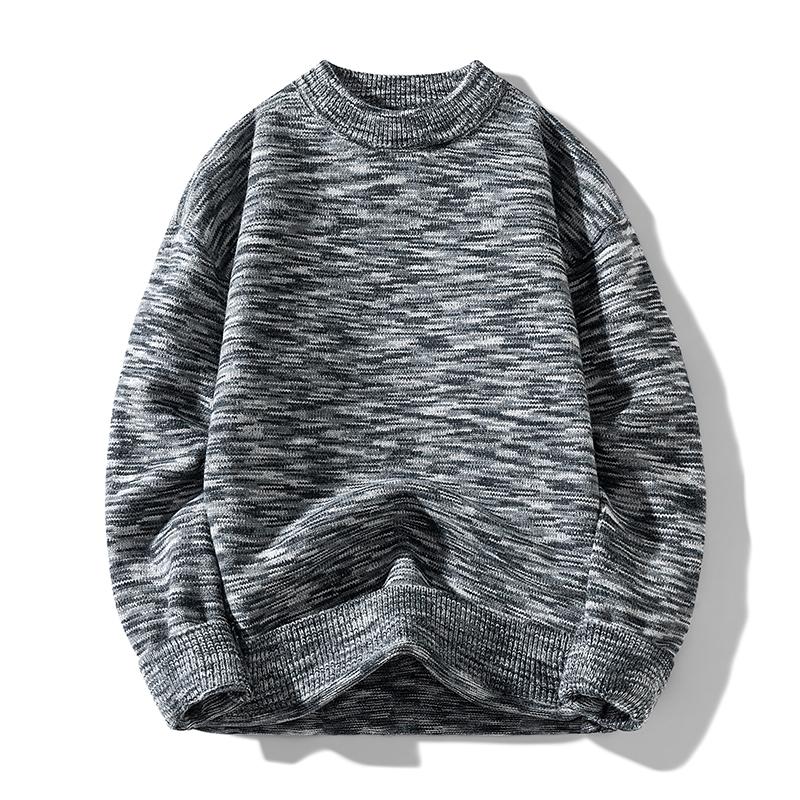 Мужской осенне-зимний новый свитер с градиентным узором, свитер-пуловер с круглым вырезом, универсальный эластичный вязаный свитер