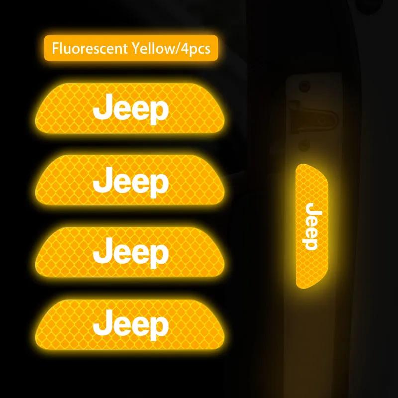 Для Jeep 4 шт. Светоотражающая наклейка на дверь автомобиля Предупреждение о безопасности Отражатель Метка Для Jeep Grand Cherokee Wrangler JK Gladiator Compass