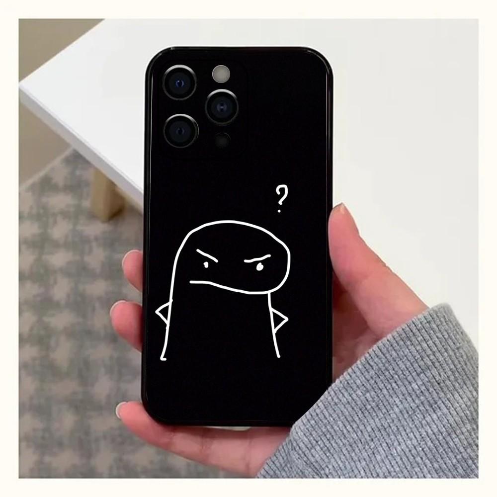 Чехол для телефона S-Stickerman F-Flork Смешной для Apple iPhone 15,14,13,12,11,Pro,X,XS,Max,XR,Plus,Mini Мягкий Черный Чехол