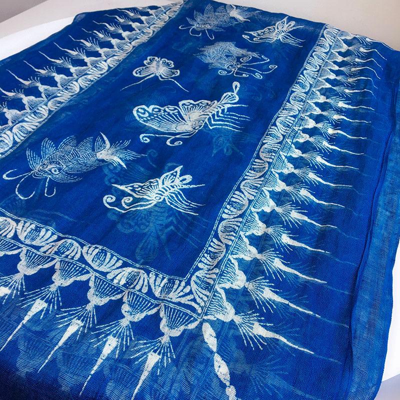Direct Supply Imitation Batik Pure Linen Breathable Material Sunscreen Scarf Warm Printed Shawl Retro Silk Scarf
