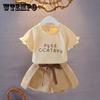 Летняя одежда для маленьких девочек одного года, детская одежда, женский костюм из двух предметов с короткими рукавами для девочек 1-2-3-4 лет